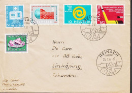 1961. Pro Patria  5+5 And 10+10 And 3 Other Stamps On Cover To Sweden Cancelled REINACH (AARGAU) 25. X. 61... - JF543613 - Briefe U. Dokumente