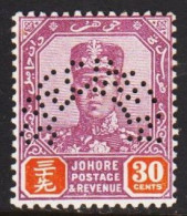 1936. JOHORE. Sultan Ibrahim 30 CENTS. SPECIMEN Never Hinged. Very Unusual.  (Michel 99) - JF543631 - Johore