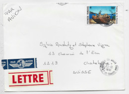 POLYNESIE FRANCAISE 110FR SEUL LETTRE COVER AVION PAPEETE TRI AVION FAAA TAHITI 23.10.1991 POUR SUISSE - Briefe U. Dokumente