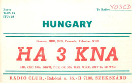 QSL Card HUNGARY Radio Amateur Station HA3KNA Y03CD - Radio Amateur