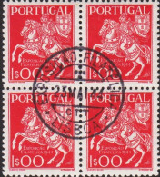 1944. PORTUGAL 4-block 1$00 Stampshow In Lisboa Fine Cancelled With Special Cancel EXPOSICAD ... (Michel 667) - JF543671 - Used Stamps