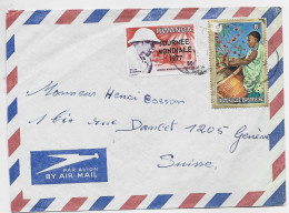 RWANDA JOURNEE MONDIALE LEPREUX + 8FR  LETTRE COVER  AIR MAIL KIZIGNIO 1977 TO SUISSE - Lettres & Documents