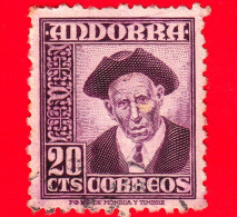 ANDORRA Sp. - Usato - 1948 - Simboli Nazionali - Il Consigliere Manuel Areny Bons - 20 - Used Stamps