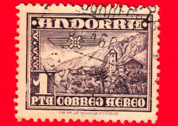 ANDORRA Sp. - Usato - 1951 - Simboli Nazionali - Paesaggi - 1 - P. Aerea - Oblitérés