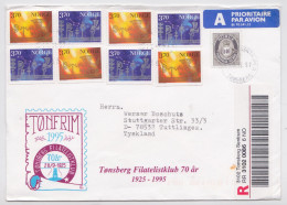 Norge Norvège Norway Tonsbergh Tonfrim 1995 Lettre Timbre Stamp Registered Air Mail Cover Tyskland - Cartas & Documentos