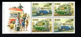 1989340490 1993 SCOTT 906A (XX) POSTFRIS MINT NEVER HINGED - BOOKLET PANE IRISH BUSES + LABEL - Ungebraucht