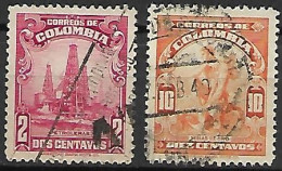 COLOMBIE   -   1935 .  Y&T N°  290 / 291 Oblitérés .   Pétrole  Or. - Colombia