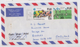 Fidji Fiji Suva Lettre Timbre Rugby Union Lawn Tennis South Pacific Games Stamp Air Mail Cover Red Cross Slogan 1980 - Fiji (1970-...)