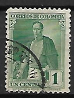 COLOMBIE   -   1937 .  Y&T N° 299 Oblitéré.    Bolivar - Colombia