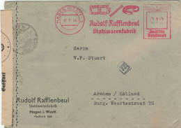 Francotyp F - Rudolf Rafflenbeul Stahlwarenfabrik Hagen Westfalen 11.1.1944 > Stuart Arnhem - Zensur OKW - Franking Machines (EMA)