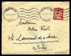 LETTRE DE ST ÉTIENNE - 1945 - POUR L'ISÈRE - 1,50f TYPE IRIS  - 1939-44 Iris