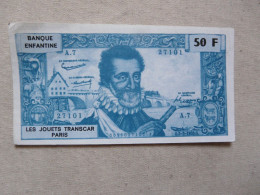 VIEUX PAPIERS - BANQUE ENFANTINE 50 F : Les Jouets TRANSCAR PARIS - Altri & Non Classificati