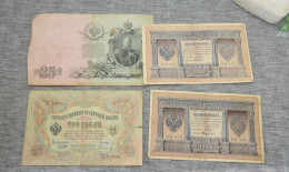 Russian Tsarist Empire Lot Of Paper Rubles 1.3.25 Rouble Lot 4 Psc - Rusia