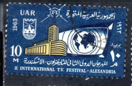 UAR EGYPT EGITTO 1963 TELEVISION STATION FESTIVAL SCREEN ALEXANDRIA 10m USED USATO OBLITERE' - Gebruikt