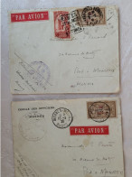 2 Lettres Pour Pont à Mousson Départ Meknes Maroc , Cercle Des Officiers , Timbre Merson Surch - 1921-1960: Moderne
