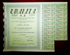 Uralita Sa, Madrid 1974 Spain , Share Certificate - Industrie