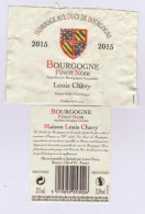 Etiquette Et Contre étiquette " Bourgogne PINOT NOIR 2015 " Louis Chavy Beaune (3031)_ev535 - Bourgogne