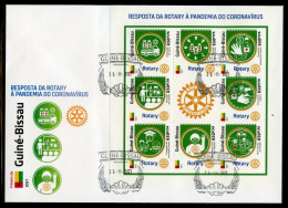 Guinea Bissau 2021, Covid, Rotary, 4val In BF In FDC - Enfermedades