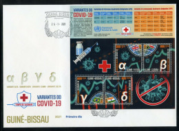 Guinea Bissau 2021, Covid, Variant, Red Cross, 4val In BF In FDC - Enfermedades