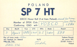 QSL Card POLAND Polish Radio Amateur Station SP7HT Y03CD Tadel - Amateurfunk