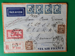 Lettre Recommande D'indochine  7 Timbres Pour Mourmelon , France - Covers & Documents