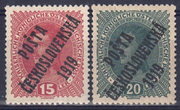 CSSR 1919 - Überdruckmarken, Nr. 63 + 64, Gefalzt * / MLH - Unused Stamps