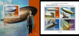 Guinea Bissau 2021, Dirigibles, 4val In BF +BF - Zeppeline