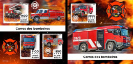 Guinea Bissau 2021, Fire Engine I, 4val In BF +BF - Firemen