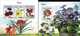 Guinea Bissau 2021, Flowers, 3val In BF+BF - Altri & Non Classificati