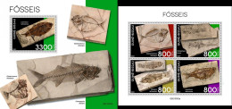 Guinea Bissau 2021, Fossils II, 4val In BF +BF - Fossielen