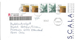 Norway  2001  Registered Letter    With Five Stamps, Cover From Scala    - Cancelled Grünerløkka .2.4.01   Mi 1369 X 3 - Briefe U. Dokumente