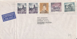 Spain Air Mail Cover Sent To Denmark   With A Lot Of Stamps   The Cover Is Folded In The Left Side - Storia Postale