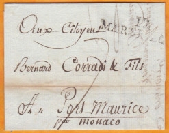 1794 - An 2 - Marque Postale 12 MARSEILLE Sur Lettre Pliée Avec Corresp Vers PORT MAURICE Porto Maurizio Par MONACO - 1701-1800: Precursori XVIII