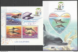 J398 2017 Dolphins Marine Life Fauna Protection Animals 1Kb+1Bl Mnh - Marine Life