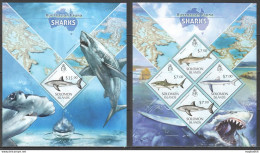 Ls103 2013 Solomon Islands Australian Fauna Sharks #1912-16 1Kb+1Bl Mnh - Marine Life