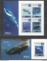 Ls211 2014 Solomon Islands Whales Marine Life Fauna #2947-51 1Kb+1Bl Mnh - Marine Life