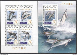 Ls301 2013 Solomon Islands Dolphins Marine Life Fauna #2337-41 1Kb+1Bl Mnh - Marine Life