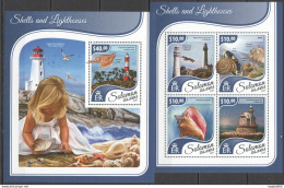 Ls778 2017 Solomon Islands Shells & Lighthouses Marine Life #4647-51 1Kb+1Bl Mnh - Marine Life