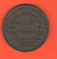 British India Half Anna 1835 East Indian Company British Territory Indie Britanniche - Inde