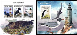 Guinea Bissau 2021, Lighthouses IV, Birds, 3val In BF+BF IMPERFORATED - Albatros & Stormvogels