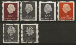 PAYS-BAS: Obl., N° YT 600a(A), 602b(A), 602b(B), 604b(B) ND Droite + 602c(A) Et 602c(B) ND Gauche, TB - Used Stamps