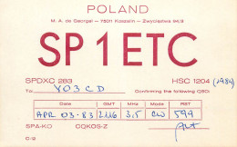 QSL Card POLAND Polish Radio Amateur Station SP1ETC - Amateurfunk