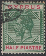 CYPRUS 1912 KGV ½pa Green & Carmine Orange SG75 FU - Zypern (...-1960)