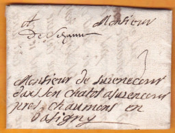 1774 - Marque Postale Manuscrite DE SERANNE Sur Lettre Pliée Avec Corresp De 3 Pages Vers Jurençon / Chaumont ? - 1701-1800: Voorlopers XVIII