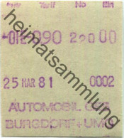 Schweiz - Burgdorf Und Umgebung - Bus - Fahrschein 1981 - Europe