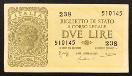 2 LIRE ITALIA LAUREATA 1944 LUOGOTENENZA Bolaffi Piccolo Taglietto In Basso LOTTO 3463 - Italië – 2 Lire