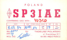 QSL Card POLAND Polish Radio Amateur Station SP3IAE Y03CD Todeli - Amateurfunk