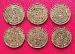 Lot De 6 Pièces Différentes 2 Francs Morlon Gad 535 Et 535a - 1936, 1937, 1938, 1939, 1940, 1941 - 2 Francs