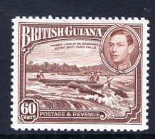 British Guiana 1938-52 KGVI Pictorials - 60c Shooting Logs Over Falls - P.12½ HM (SG 315) - Guyane Britannique (...-1966)