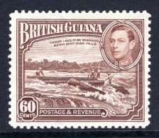 British Guiana 1938-52 KGVI Pictorials - 60c Shooting Logs Over Falls - P.12½ HM (SG 315) - Guyane Britannique (...-1966)